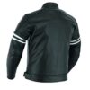 Mens Cafe Racer Motorcycle Leather Jacket Black with White Stripes