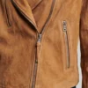 Womens Suede Leather Motorcycle Jacket - Image 4