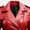 Womens Slim Fit Fashion Leather Jacket Red - Image 2