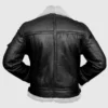 Mens Black Aviator Shearling Sheepskin Bomber Jacket - Image 2