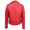 Women Red Moto Brando Leather Jacket - Image 2