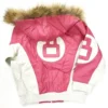 8 Ball Pink Hooded Fur Leather Jacket