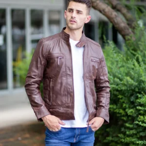 Mens Winterwear Tan Leather Jacket