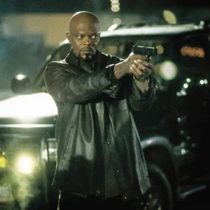 John Shaft Black Biker Leather Jacket