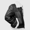 Mens Black Aviator Shearling Sheepskin Bomber Jacket