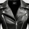 Womens Black Studded Leather Jacket - Image 3