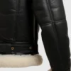 Mens Bomber Leather Aviator Shearling Jacket - Image 4