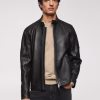 Mens Zipper Pockets Leather Biker Jacket - Image 2