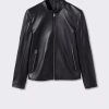 Mens Zipper Pockets Leather Biker Jacket