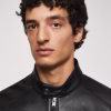 Mens Zipper Pockets Leather Biker Jacket - Image 7