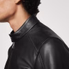 Mens Zipper Pockets Leather Biker Jacket - Image 6