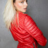 Elina Motorcycle Red Quilted Jacket Women