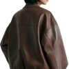 Womens Oversized Real Lambskin Leather Jackets Zip Up Trendy Bomber Motorcycle Jacket