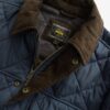 Mens Quilted Cordura Jacket Stand Collar Navy Blue