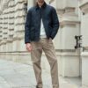 Mens Quilted Cordura Jacket Stand Collar Navy Blue - Image 10