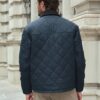 Mens Quilted Cordura Jacket Stand Collar Navy Blue - Image 9