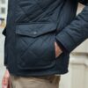 Mens Quilted Cordura Jacket Stand Collar Navy Blue - Image 6