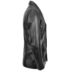 Mens Three Button Black Leather Blazer - Image 3