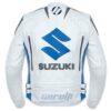 Men Suzuki Blue And White Motorcycle Jacket