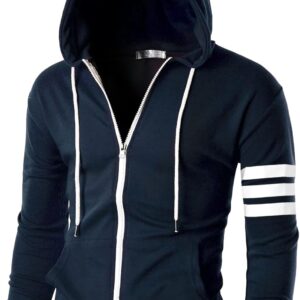 Mens Slim Fit Striped Hoodie
