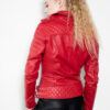 Elina Motorcycle Red Quilted Jacket Women - Image 15