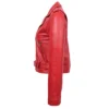Women Red Moto Brando Leather Jacket - Image 4