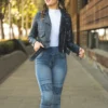 Womens Black Cropped Leather Jacket