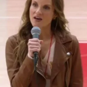 Miss Jenn High School Musical Brown Biker Leather Jacket