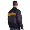 Pittsburgh Steelers Starter Black Satin Varsity Jacket - Image 4
