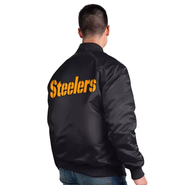 Pittsburgh Steelers Starter Black Satin Varsity Jacket