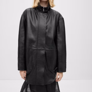 Womens Fashion Designer Leather Jacket Coat Black