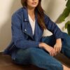 Women's Drape Front Faux Suede Jacket - Image 3