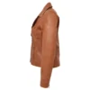 Womens Fashion Designer Leather Jacket Cross Zip Camel - Image 4