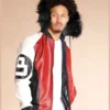 8 Ball Logo Fur Hooded Bomber Jacket