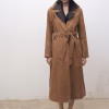Women's Suede Leather Belted Coat