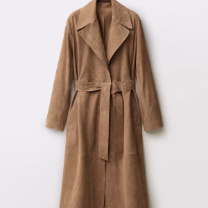 Women's Suede Leather Belted Coat
