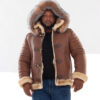 Mens Shearling Sheepskin Leather Coat - Image 3