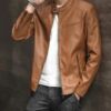 Men's Quilted Style Tan Sheepskin Jacket