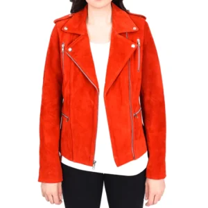 Women's Red Suede Leather Jacket