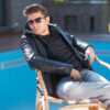 Men's Winter Shearling Black Leather Jacket - Image 5