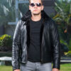 Men's Winter Shearling Black Leather Jacket - Image 4