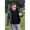 Men's Winter Shearling Black Leather Jacket