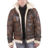 Men's Faux Fur Brown Leather Jacket