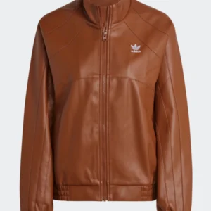 Adicolor Trefoil Faux Leather Jacket Brown