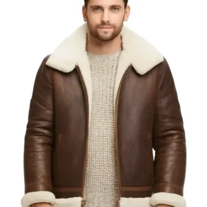 Alex Brown Sheepskin Shearling Aviator Leather Jacket