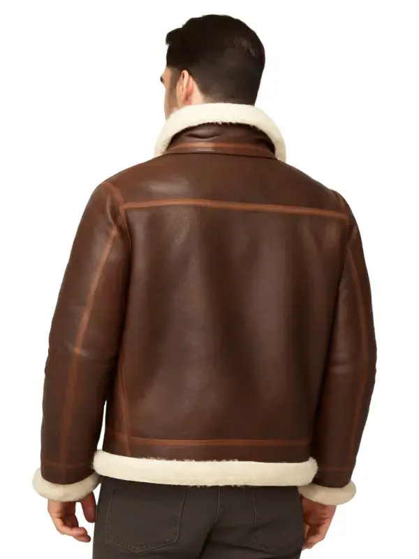 Alex Brown Sheepskin Shearling Aviator Leather Jacket
