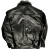 Black Lambskin Leather Jacket With Chinchilla Collar - Image 2