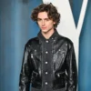 Timoth'e Chalamet Black Leather Blazer - Image 2
