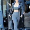 Kim Kardashian Blue Leather Coat
