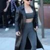 Kim Kardashian Blue Leather Coat - Image 2